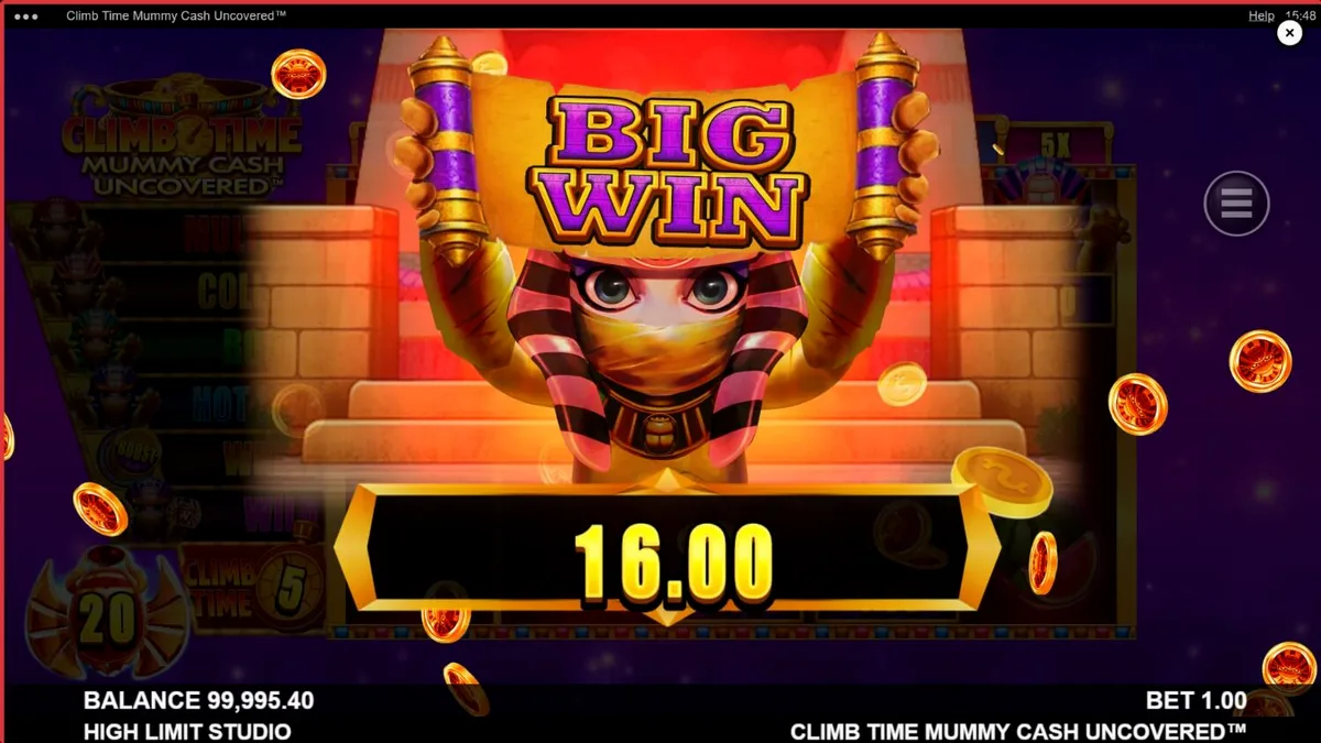 Climb Time Mummy Cash Uncovered slot gameplay interface